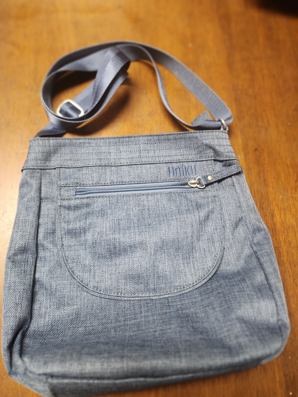 Haiku Eco Friendly RFID Casual Crossbody Bag in Heathered Blue